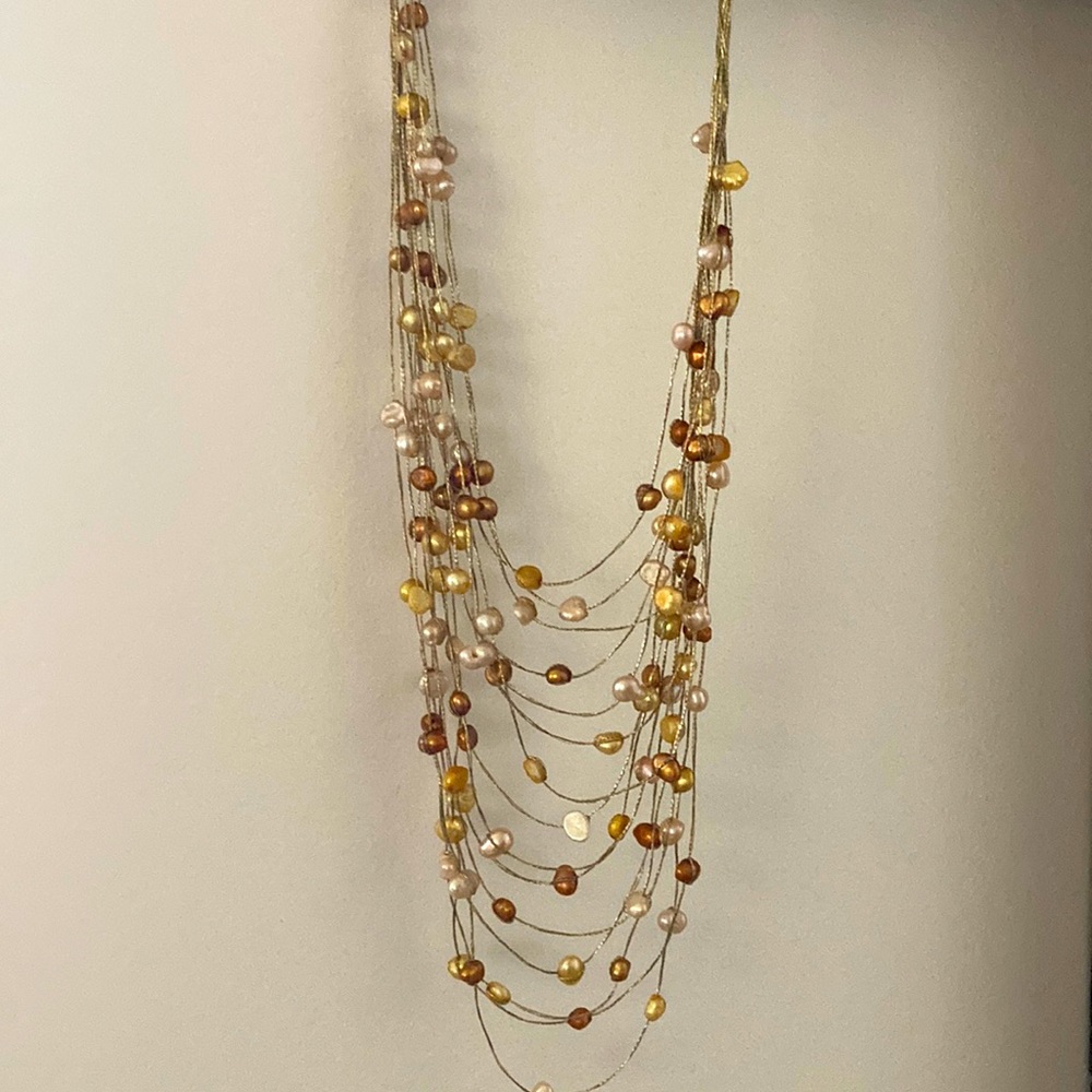 Gorgeous seed pearl necklace from St. Barth’s, lobster clasp, adj length